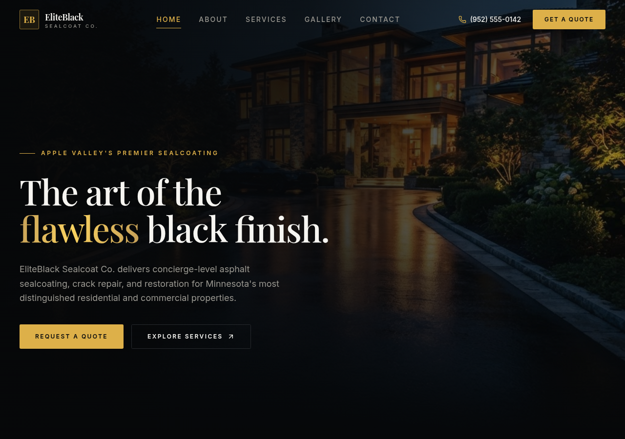 EliteBlack Sealcoat Co. website — Premium Sealcoating