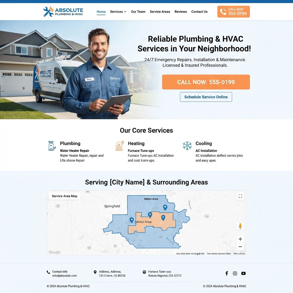 Reliable Plumbing & HVAC website — Home Services