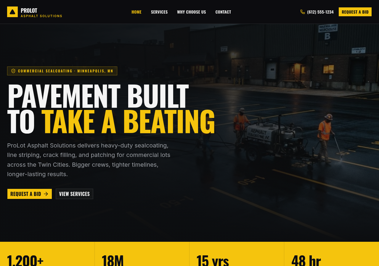 ProLot Asphalt Solutions website — Commercial Sealcoating